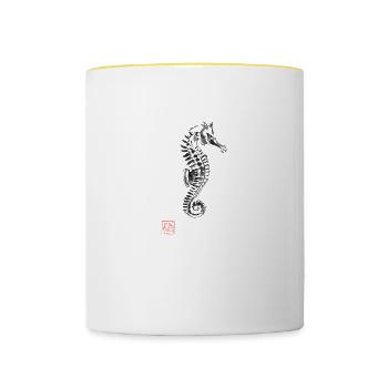 sea horse - Contrasting Mug - white/yellow - Front