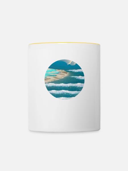 Tropische Vibes - Entspannen am Beach - Tasse zweifarbig - Weiß/Gelb
