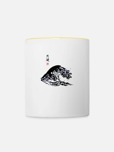 Große Welle - Tasse zweifarbig - Weiß/Gelb