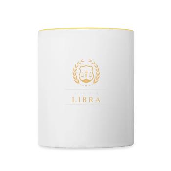 Signe astrologique Balance - Mug contrasté - blanc/jaune - Devant