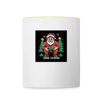 Weihnachtsmann Gaming Lustig Geschenke Weihnachten - Tasse zweifarbig - Weiß/Gelb - Vorne
