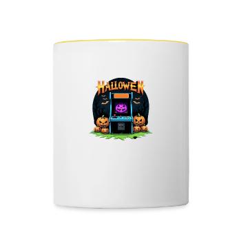 Jeux Fantôme Fantôme Halloween Citrouille Chauve-souris - Mug contrasté - blanc/jaune - Devant