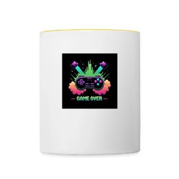 Manette Gaming Gaming Play Gift Gamer - Mug contrasté - blanc/jaune - Devant