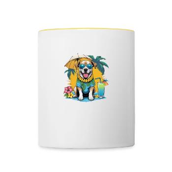 Dog Holidays Dog Holidays Hawaii Island Sea - Contrasting Mug - white/yellow - Front