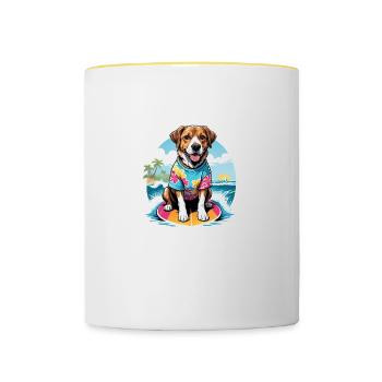 Dog Holidays Dog Holidays Hawaii Island Sea - Contrasting Mug - white/yellow - Front