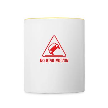 Pas de risque pas de plaisir drôle cadeau tuning voiture - Mug contrasté - blanc/jaune - Devant