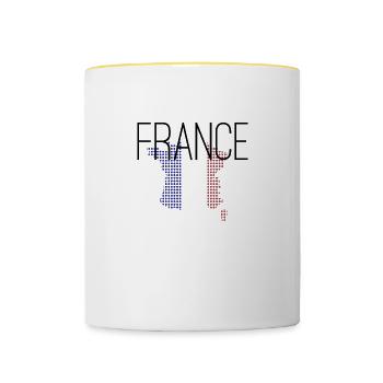France / France with country form in country colour - Contrasting Mug - white/yellow - Front