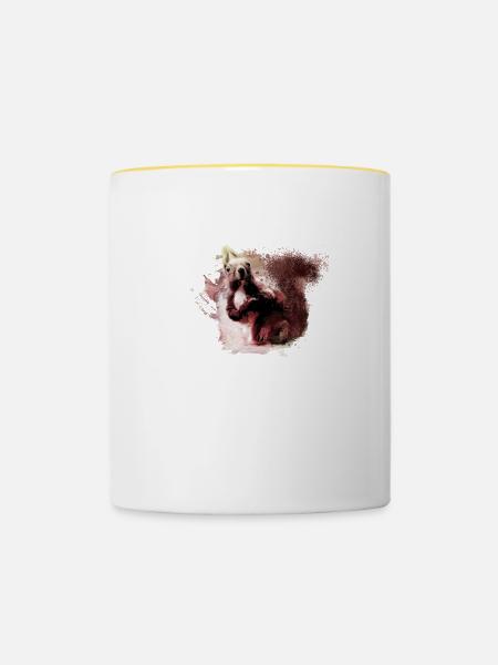 Eichhörnchen, bunt,malerei,graffiti, hörnchen,rosa - Tasse zweifarbig - Weiß/Gelb