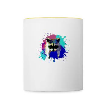 waschbär,bär,graffiti,malerei,blau,farbklecks - Tasse zweifarbig - Weiß/Gelb - Vorne