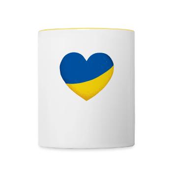 Ukraine, ukrainische Flagge, ukrainische Flagge - Tasse zweifarbig - Weiß/Gelb - Vorne