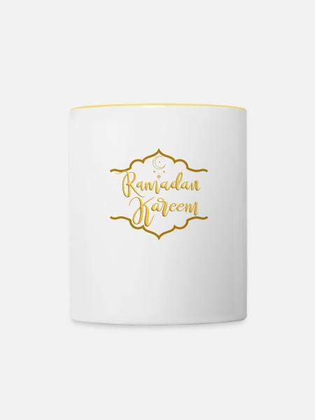 Ramadan Kareem Golden Logo - Tasse zweifarbig - Weiß/Gelb