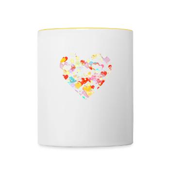 Heart heart heart - Contrasting Mug - white/yellow - Front