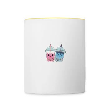 Lustiger Bubble Tea Spruch für einen Bubble Tea - Tasse zweifarbig - Weiß/Gelb - Vorne