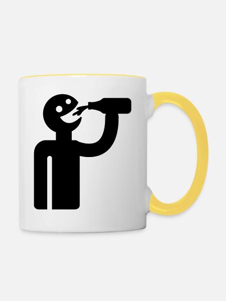 Säufer - Trinker - Tasse zweifarbig - Weiß/Gelb