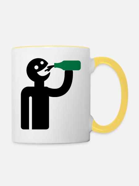 Säufer - Trinker - Tasse zweifarbig - Weiß/Gelb