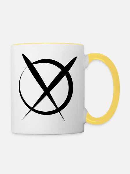 Ankreuzen Wählen - Tasse zweifarbig - Weiß/Gelb