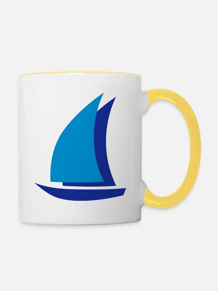 segelboot - Tasse zweifarbig - Weiß/Gelb