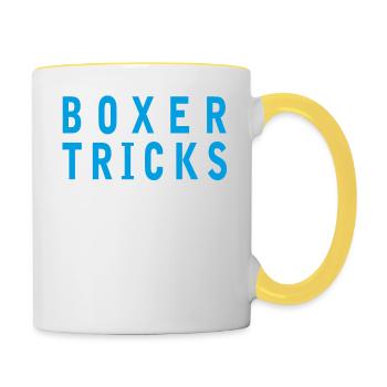 Boxer Tricks - Tasse zweifarbig - Weiß/Gelb - Rechts