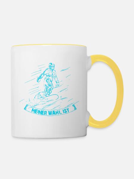 Droge snowboarden - Tasse zweifarbig - Weiß/Gelb