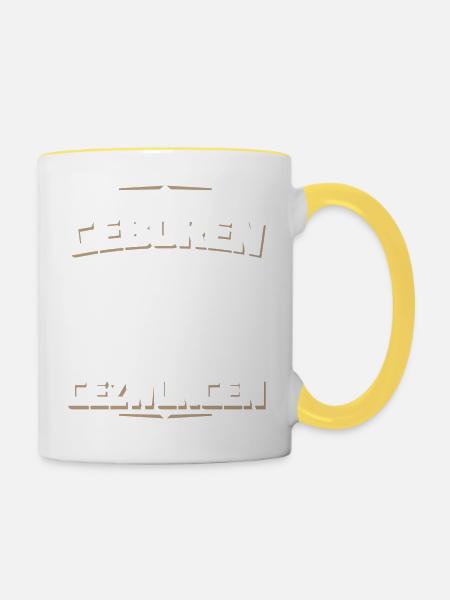 Zum Hockey geboren - Zur Schule gezwungen - Tasse zweifarbig - Weiß/Gelb