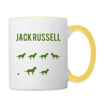 Dog / Jack Russell: Stubborn Jack Russel Tricks - Contrasting Mug - white/yellow - Right