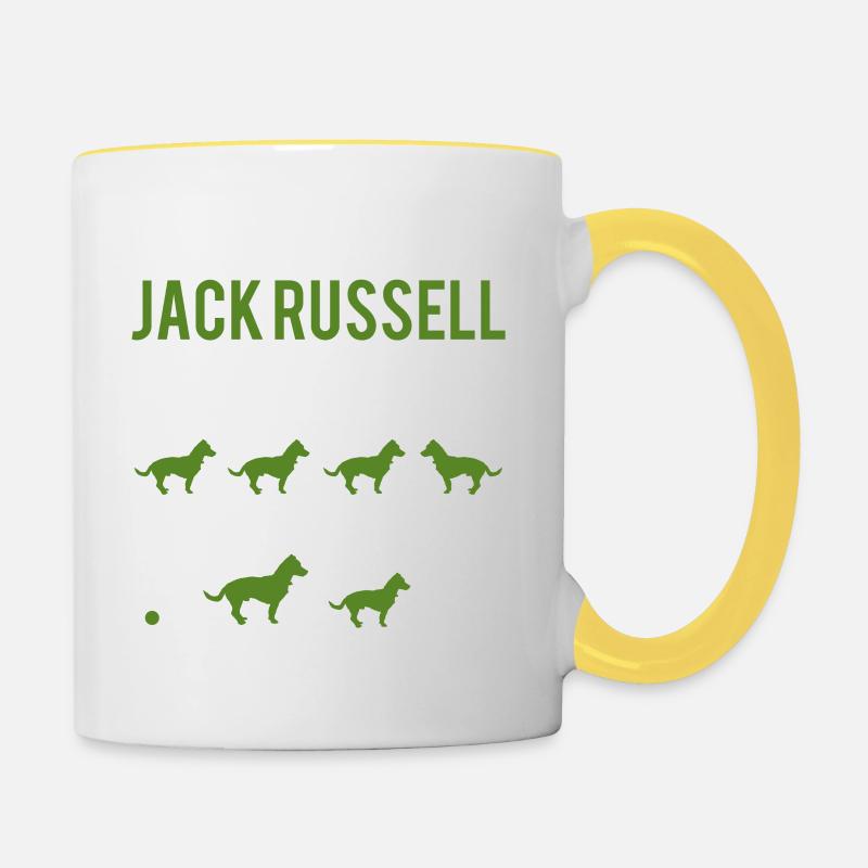Dog / Jack Russell: Stubborn Jack Russel Tricks - Contrasting Mug - white/yellow