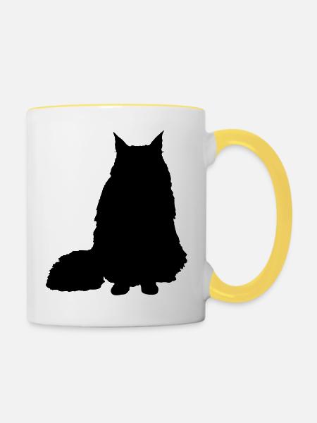 Vektor Katze Silhouette - Tasse zweifarbig - Weiß/Gelb