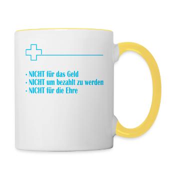 Sanitäter - Notruf 112 - T-Shirt - Tasse zweifarbig - Weiß/Gelb - Rechts
