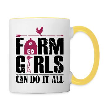 Les filles de la ferme peuvent tout faire - Mug contrasté - blanc/jaune - Droite