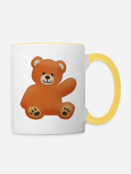 Felt Teddy - Tasse zweifarbig - Weiß/Gelb