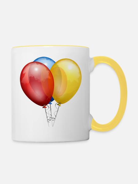 Ballons - Tasse zweifarbig - Weiß/Gelb