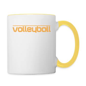 Volleyball - Volleyballspieler - Geschenk - Tasse zweifarbig - Weiß/Gelb - Rechts