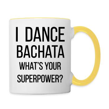 Bachata Supermacht - Tasse zweifarbig - Weiß/Gelb - Rechts