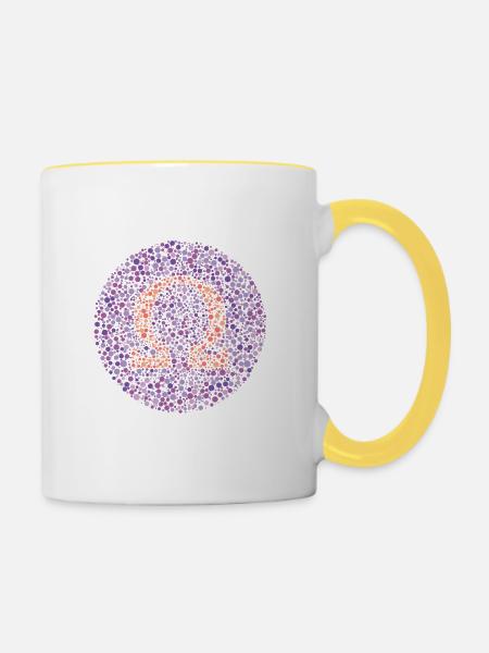 Omega-Sehtest - Tasse zweifarbig - Weiß/Gelb