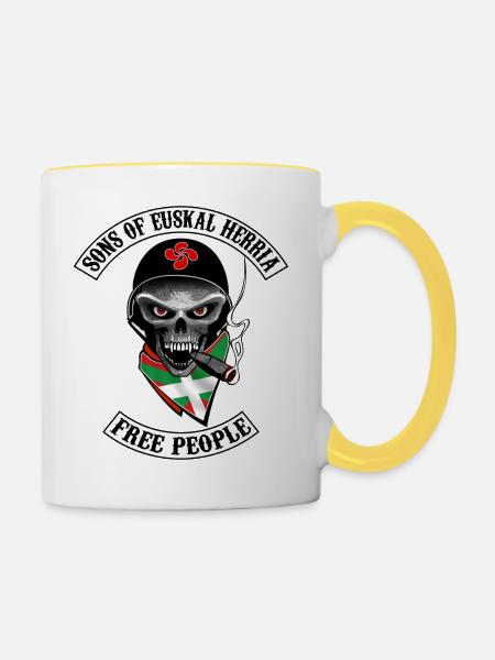 basques bikers design - Tasse zweifarbig - Weiß/Gelb