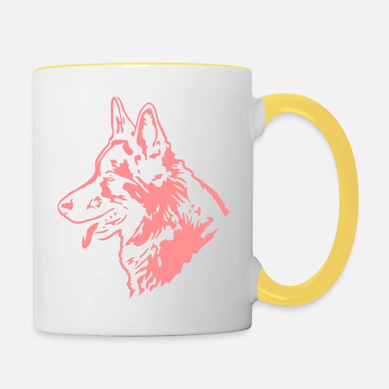 319 deutscher Schäferhund - Tasse zweifarbig - Weiß/Gelb