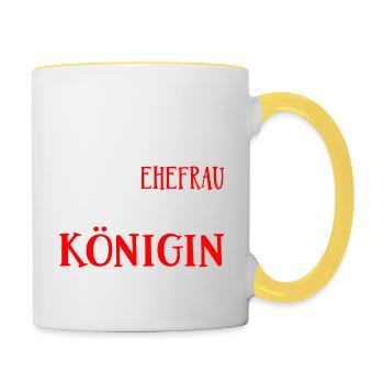 Partner Shirt · Beziehung · verheiratet · Königin - Tasse zweifarbig - Weiß/Gelb - Rechts