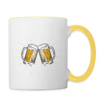 Papa Chemise · Parents · Fête des Pères · Beer geiler - Mug contrasté - blanc/jaune - Droite