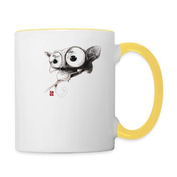 Skizzenhafte Tarsier - Tasse zweifarbig - Weiß/Gelb - Rechts