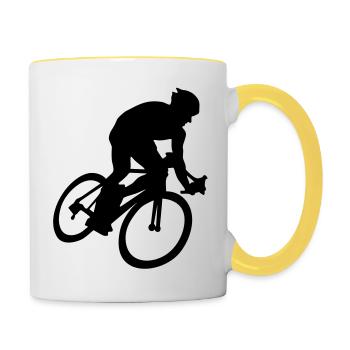 Biker, radfahren, radfahrer - Tasse zweifarbig - Weiß/Gelb - Rechts