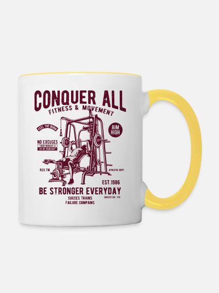 Conquer All - Tasse zweifarbig - Weiß/Gelb