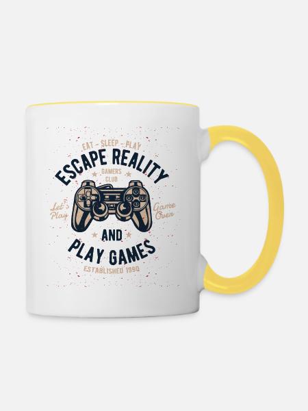 Escape Reality - Tasse zweifarbig - Weiß/Gelb