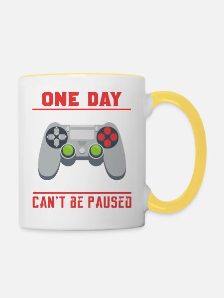 Games - Tasse zweifarbig - Weiß/Gelb