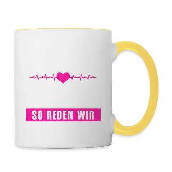Krankenschwester Shirt · Pflege · nicht schreien - Tasse zweifarbig - Weiß/Gelb - Rechts