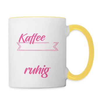Krankenschwester Shirt · Pflege · Kaffee stark - Tasse zweifarbig - Weiß/Gelb - Rechts