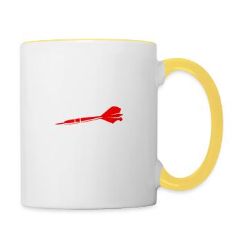 Dart Shirt · Darts · Darten · Ich mag einfach Dart - Tasse zweifarbig - Weiß/Gelb - Rechts