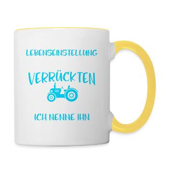 Landwirt Kinder Shirt · Landwirtschaft · Papa - Tasse zweifarbig - Weiß/Gelb - Rechts