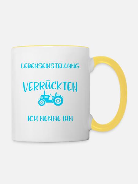 Landwirt Kinder Shirt · Landwirtschaft · Papa - Tasse zweifarbig - Weiß/Gelb