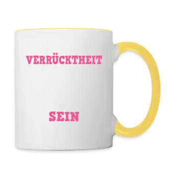 Krankenschwester Shirt · Pflege · Verrücktheit - Tasse zweifarbig - Weiß/Gelb - Rechts