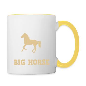 Chemises de cheval enfants · Équitation · Grand cheval - Mug contrasté - blanc/jaune - Droite